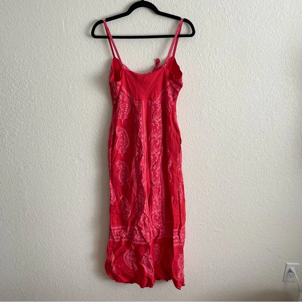 Free People Feel The Sun Bandana Patterned Jumpsuit Red Size 8 - Picture 8 of 12